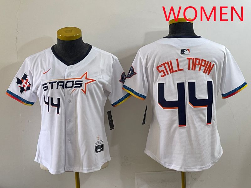 Women Houston Astros #44 Still Tippin White Four generations Joint Name 2025 Nike MLB Jersey style 8->youth mlb jersey->Youth Jersey